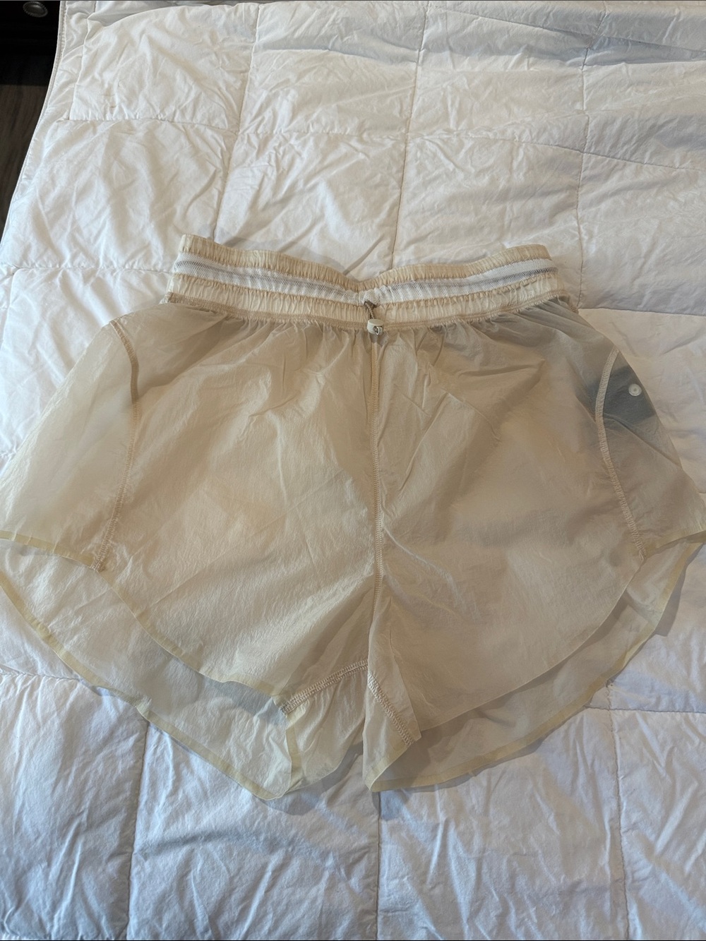 lululemon athletica Sheer Cream Layered Athletic Shorts